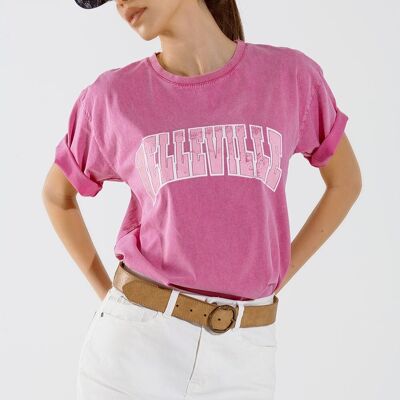 Camiseta rosa con efecto lavado de Belleville