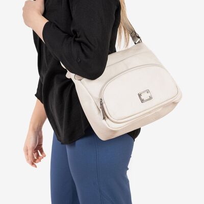Shoulder bag, beige color, New classic series. 29x22x11cm