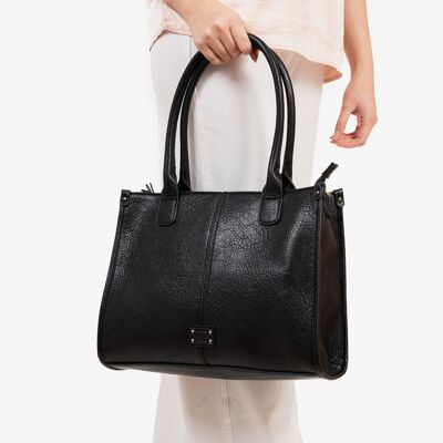 Bolso de hombro, color negro, Serie new classic. 34x25x12 cm