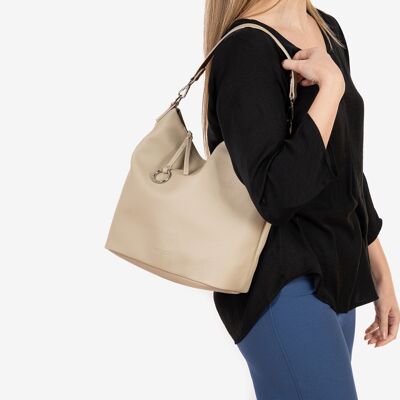 Shoulder bag, beige color, Azores series.   28x32x14.5 cms