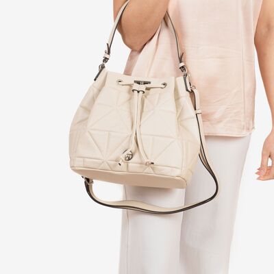Shoulder bag, beige color, ios series. 27x26x14cm