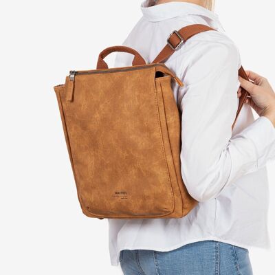 Women's backpack, leather color, Tonga series.   27.5x31x11cm