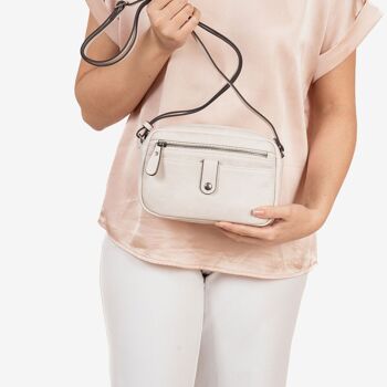 Petit sac bandoulière pour femme, couleur beige, série minibags Emerald. 21x14x05cm 1