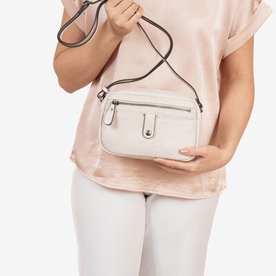 Small shoulder bag for women, beige color, Emerald minibags series. 21x14x05cm
