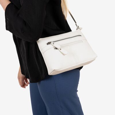 Petit sac bandoulière pour femme, blanc, série minibags Emerald. 25.5x16x06cm