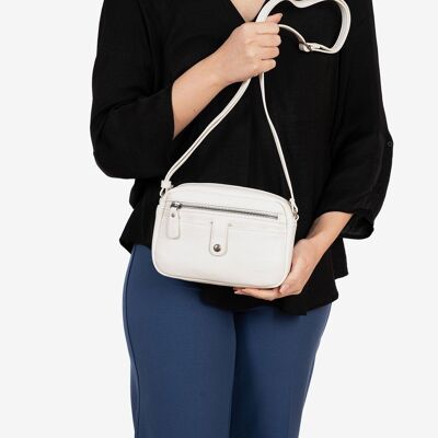 Petit sac bandoulière pour femme, blanc, série minibags Emerald. 21x14x05cm