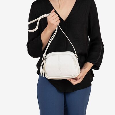 Small shoulder bag for women, white, Emerald minibags series.   20x15x4.5 cms