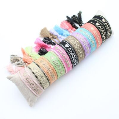 Pack de 12 bracelets tendance en tissus