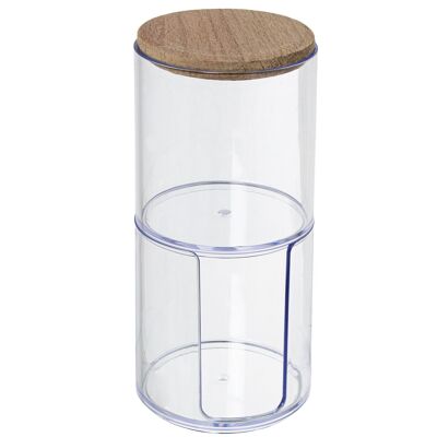 ACRYLIC ORGANIZER FOR COTTON RECORDS WITH WOODEN LID _°7X19CM ST86972