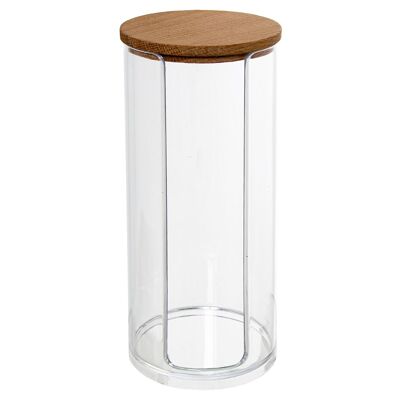 ACRYLIC ORGANIZER FOR COTTON DISCS WITH WOODEN LID _°6X17CM ST86970