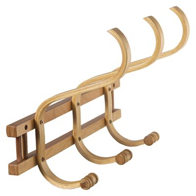 WOODEN COAT RACK WITH 3 NATURAL WALL HOOKS _45X21X30CM,WOOD:BIRCH+ALAM ST36312