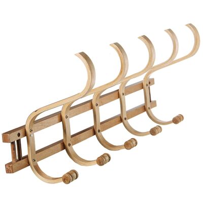 WOODEN COAT RACK WITH 5 NATURAL WALL HOOKS _72X21X30CM,WOOD:BIRCH/┴LAM ST36313