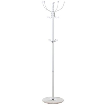 WHITE METAL COAT RACK WITH MARBLE BASE, NON-ROTATING _°37X166CM, BASE THICKNESS: 2CM ST83718