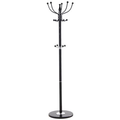 BLACK METAL COAT RACK WITH MARBLE BASE, NON-ROTATING _°37X166CM, BASE THICKNESS: 2CM ST83719
