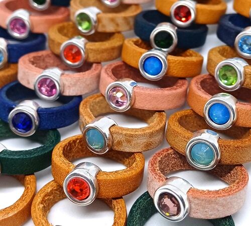 Children leather glass crystal rings (assorted of 10 pieces)