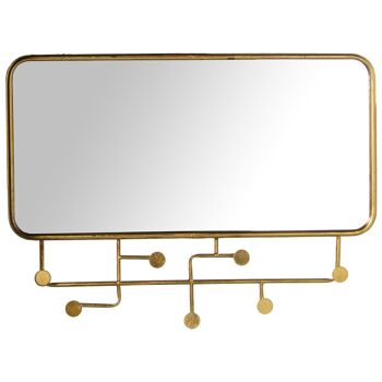 ÉTAGÈRE MURALE MÉTAL DORÉ AVEC MIROIR, 7 BOUTONS 80X6,5X61CM, MIROIR:77X38CM ST71752 2