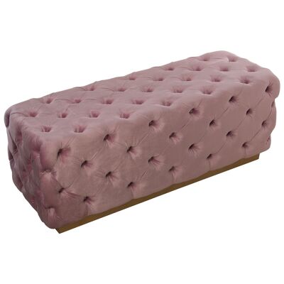 WOODEN BED FOOT PINK CAPITONÉ FABRIC, WOODEN INTERIOR 125X45X47CM, DM+POLY╔STER ST49127