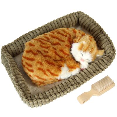 WHITE/BROWN CAT PLUSH WITH MOVEMENT _23X19X10CM ST67709