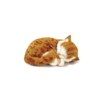 PELUCHE CHAT BLANC/MARRON AVEC MOUVEMENT _23X19X10CM ST67709 2