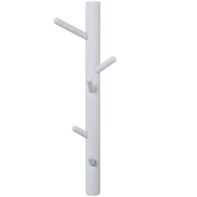 APPENDIABITI DA PARETE IN LEGNO CON 5 GANCI BIANCO 13X9X50CM, LEGNO GOMMA ST83399