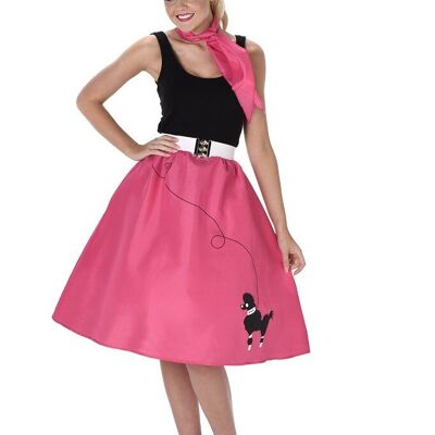 Dark Pink Poodle Skirt & Necktie - S