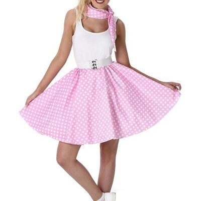 Light Pink Polka Dot Skirt & Necktie - M