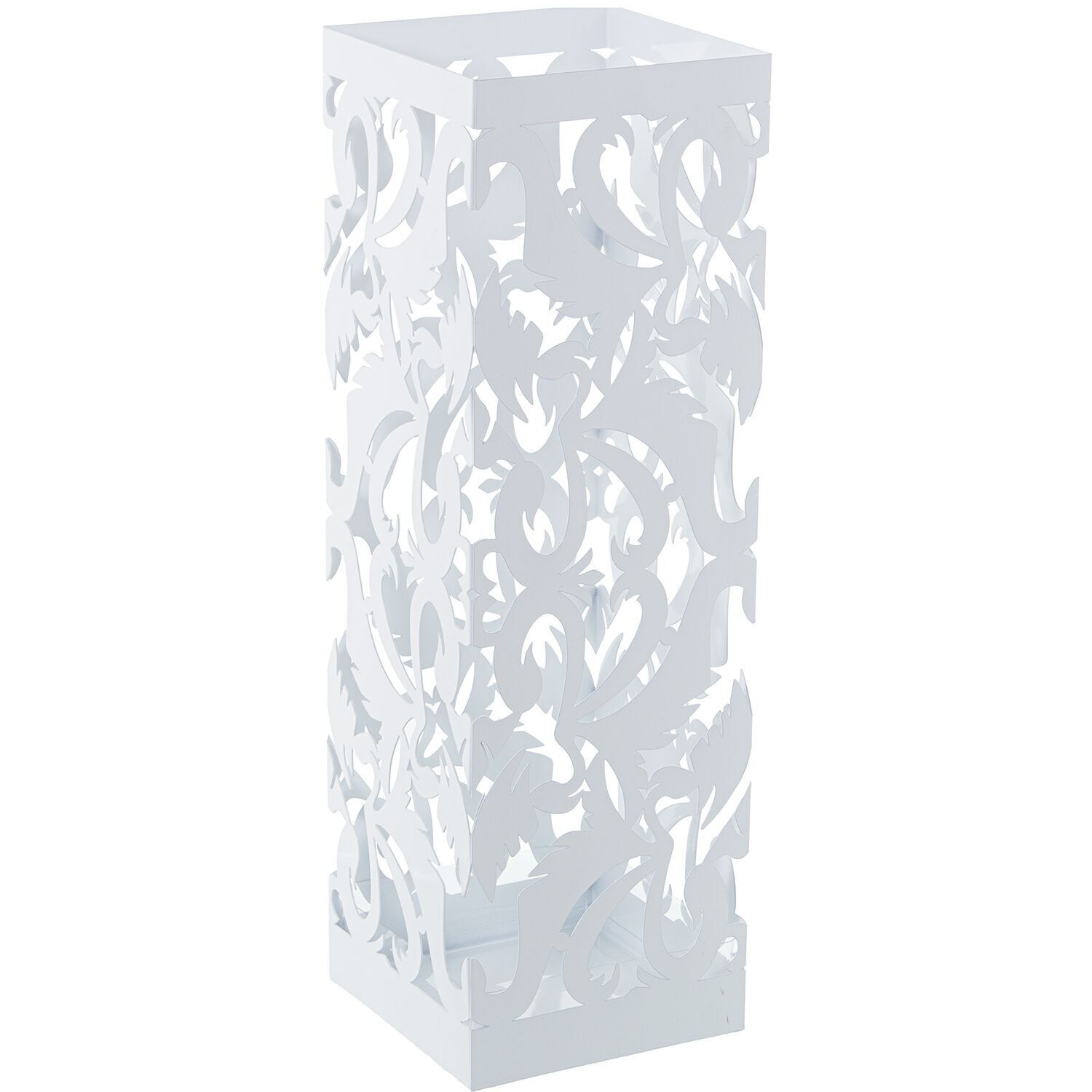 Square white metal umbrella stand 15.5x15.5x49cm st83580