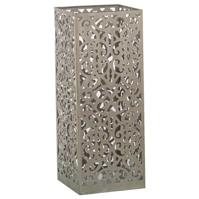 NICKEL SQUARE METAL UMBRELLA STAND WITH PVC WATER COLLECTION PLATE 19X19X49CM ST60934