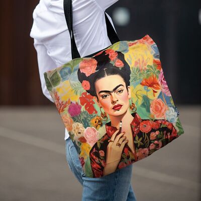 Tote bag "Frida dans les fleurs"
