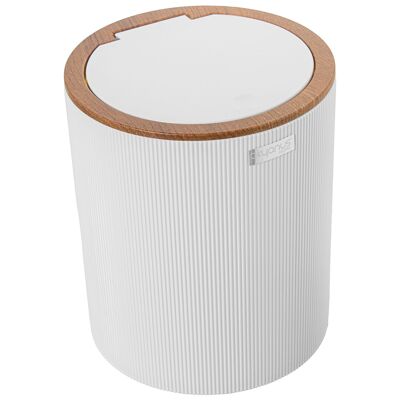 PAPELERA BAÑO ACRILICO BLANCO5L, TAPA DE BOTÓN PULSADOR _°19X23CM ST86282