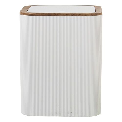 PAPELERA BAÑO ACRILICO BLANCO6L, TAPA DE BOTON PULSADOR _18X18X22CM ST86258