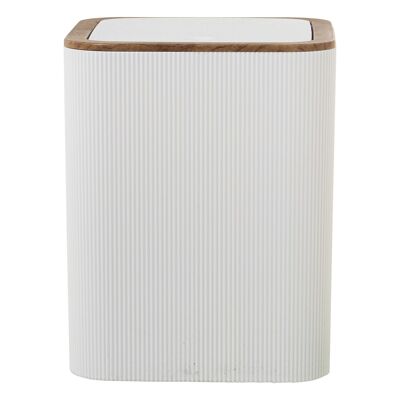 WHITE ACRYLIC BATHROOM TRASH BIN 6L, PUSH BUTTON LID _18X18X22CM ST86258