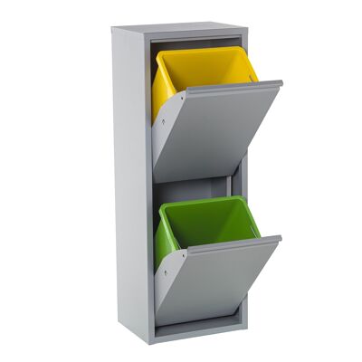RECYCLING BIN 2 MATTE GRAY BUCKETS _34X25X92CM ST82773