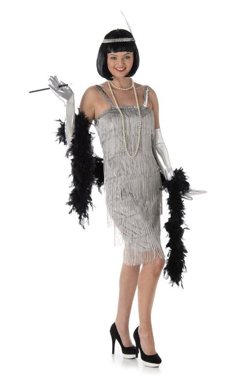 Silver Flapper Dress - S