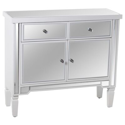 MEUBLES D'ENTRÉE BOIS/MIROIR AVEC 2 PORTES+2 TIROIRS 90X30X80CM ST48936