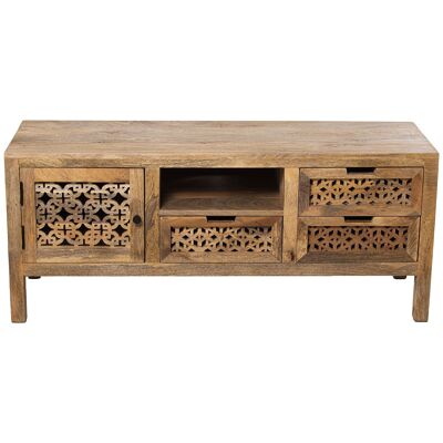 MANGO WOOD TV CABINET WITH DOOR AND 3 DRAWERS _120X40X50CM ST37667