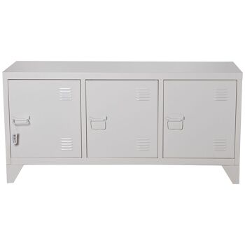 MEUBLE TV EN MÉTAL AVEC 3 PORTES BLANC+91168 120X40X58CM, HAUT.PIEDS : 10,5 CM ST84297 1