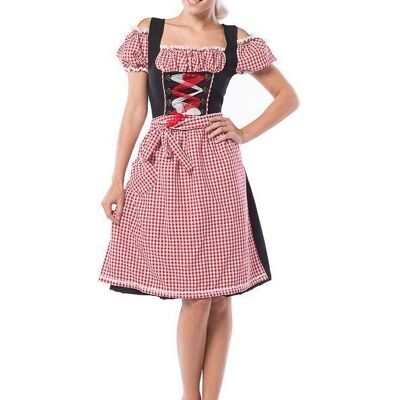 Oktoberfest Dress Anne-Ruth Long Red/Black - S/36
