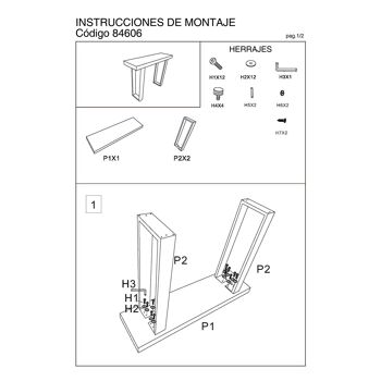 TABLE D'ENTRÉE EN BOIS PIEDS MÉTAL+84607, TABLE:DM+MELAMINA+PV 110X30X80CM ST84606 6