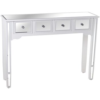 TABLE D'ENTRÉE BOIS/MIROIR AVEC 4 TIROIRS BLANC 110X30X80CM ST48934 1