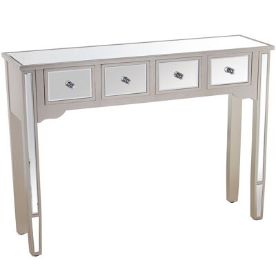 WOODEN/MIRROR ENTRANCE TABLE WITH 4 CHAMPAGNE DRAWERS 110X30X80CM ST48927