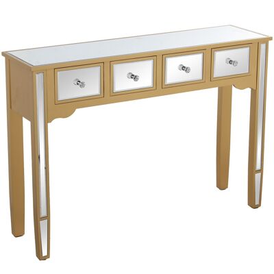 WOODEN/MIRROR ENTRANCE TABLE WITH 4 DRAWERS GOLD 110X30X80CM ST71966