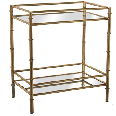 GOLDEN METAL ENTRANCE TABLE AND MIRROR WITH LOWER SHELF _54X34X60CM, HIGH. LEGS: 10.5CM ST71793