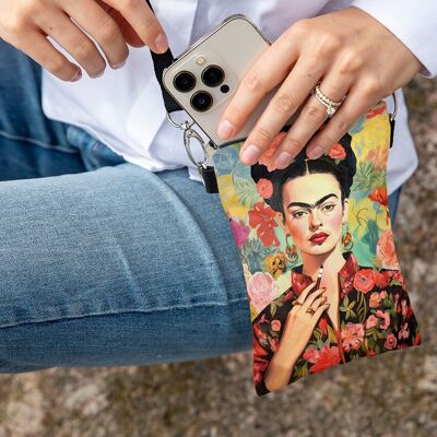 Bolsa para teléfono "Frida en las Flores"