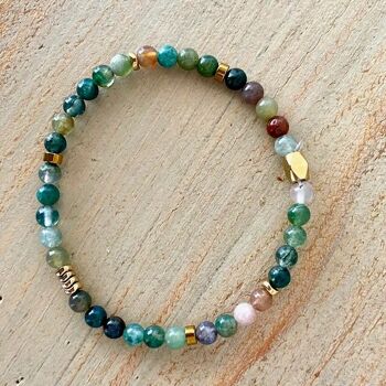 Bracelet élastique perles naturelles rondes et rondelles hématite, bijou femme adolescente, cadeau fête des mères 3