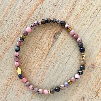 Bracelet élastique perles naturelles rondes et rondelles hématite, bijou femme adolescente, cadeau fête des mères 4