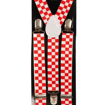 Suspenders Checkered Red/White 2,5 cm