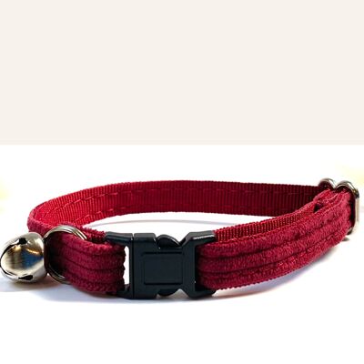 Burgundy Corduroy Anti-Strangulation Cat Collar