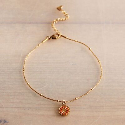 Stainless steel fine anklet with orange slice