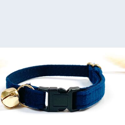 Navy Blue Smooth Velvet Anti-Strangulation Cat Collar